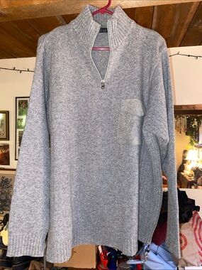 Elan Light Gray Half-Zip Sweater with Chest Pocket